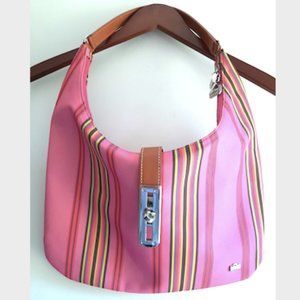 La Bagagerie Pink striped hobo shoulder bag